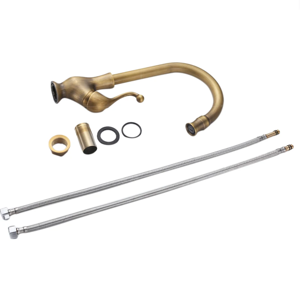 

Easy Install Hot Cold Faucet Copper Decorative Bathroom Antique Kitchen Rotatable Anti Corrosion Free Control Replacement