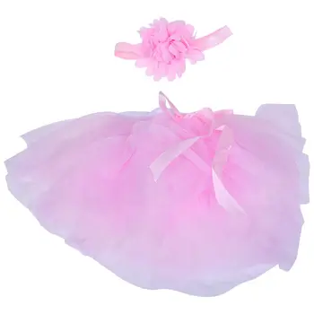 

Head Flower + Tutu Skirt Baby Newborn Infant Girl Costume Photo Photography Prop, Light Pink