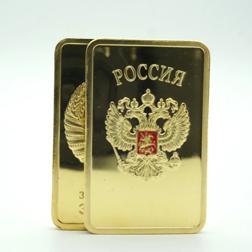 

1PC Sample Coin of Russia Medal Home Decor 1 OZ. Soviet Souvenir USSR Bullion Russian CCCP Gold Plated Bars Coins Collectibles