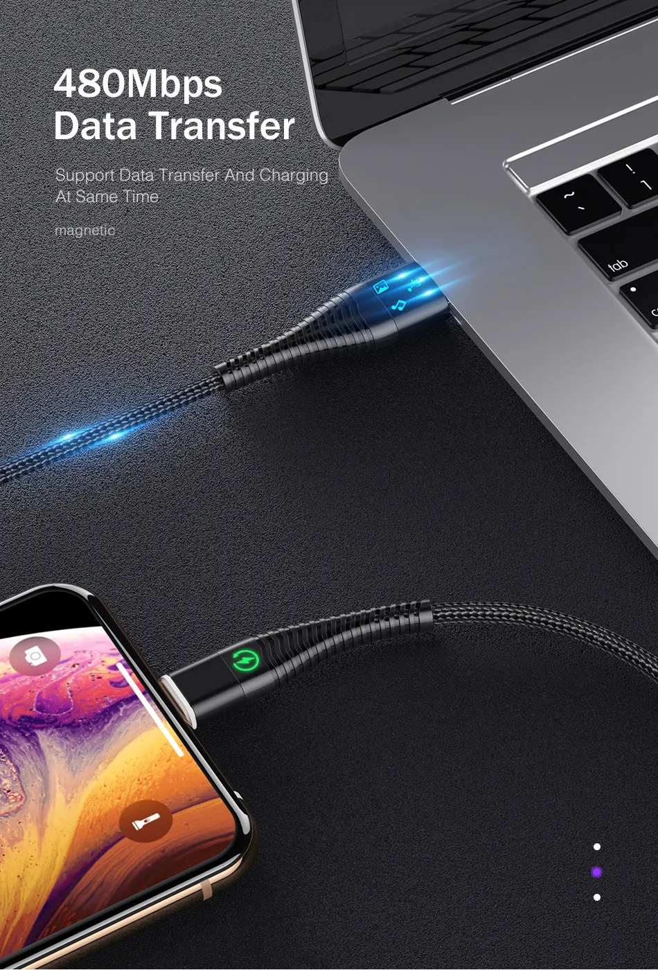 Rock 1 м 2 м Led Быстрая зарядка Micro Usb зарядное устройство магнитный кабель для samsung huawei Xiaomi Android Microusb зарядное устройство Дата кабель Шнур