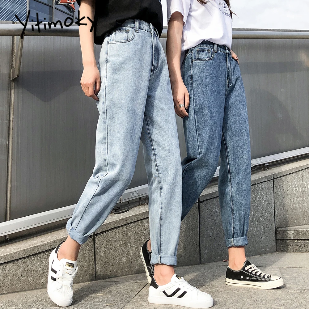 elasticated waist mom jeans