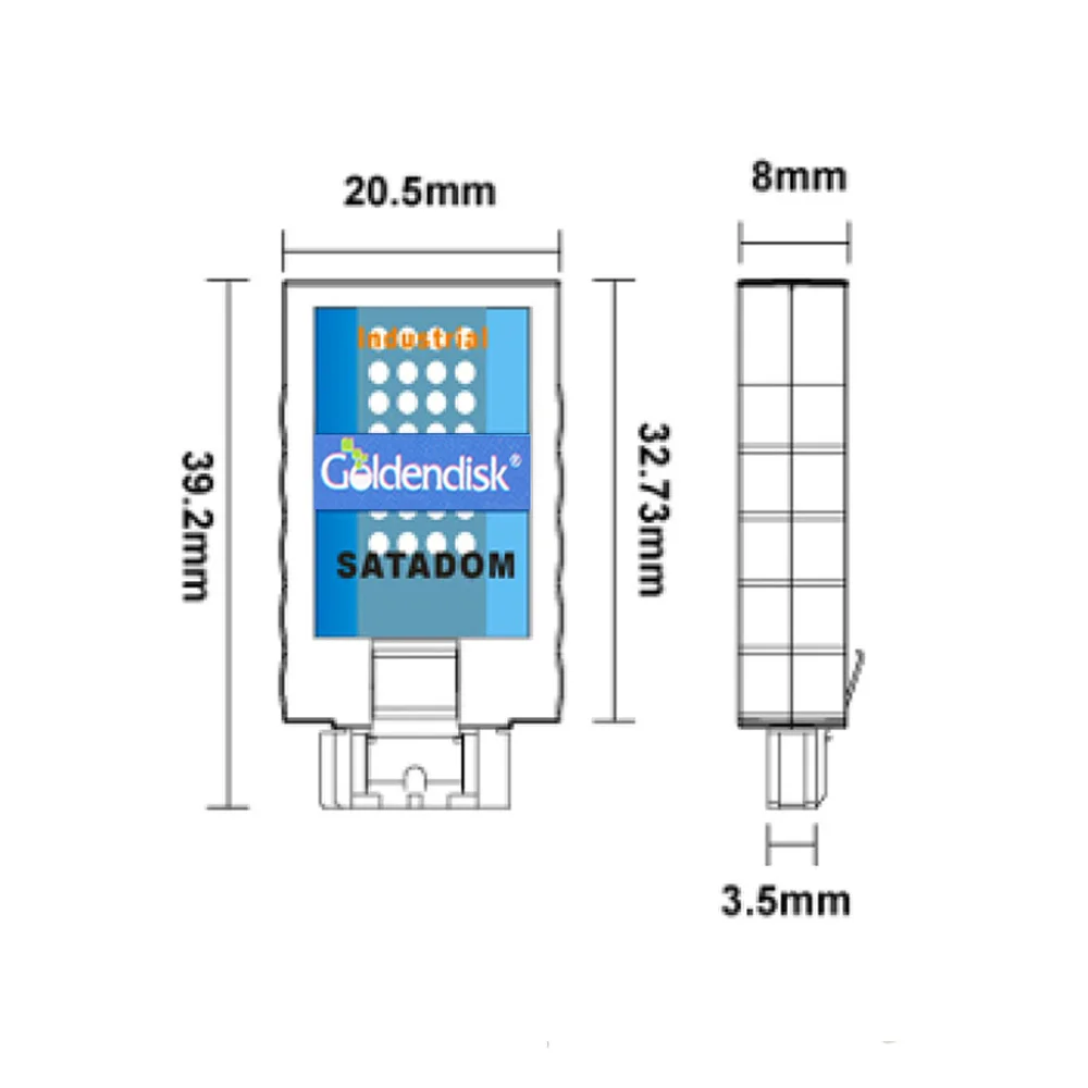 Goldendisk GD серийный 7PIN SATA DOM 64GB диск на модуле MLC Двухканальный Вертикальный для ATM/POS Teminals машин