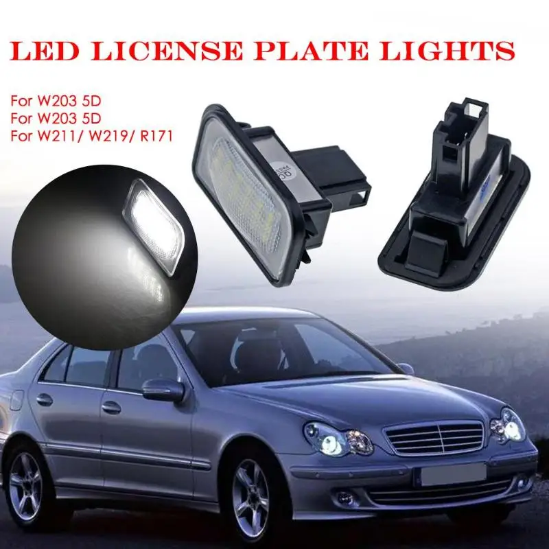 

2pcs Automobile External LED License Plate Lights for W211 W203 5D W219 R171 C 12V Number Licence Plate Light Car Accessory