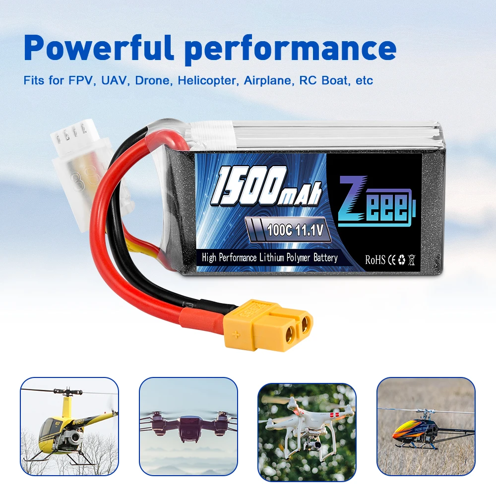 Zeee 2 блока 11 1 V 1500mAh 100C 3S литий полимерный аккумулятор с XT60 разъемом мягкий корпус