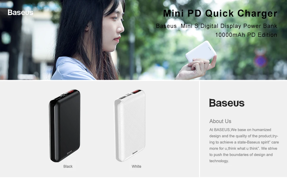 Baseus мини 10000 мАч Внешний аккумулятор USB C PD повербанк lcd 10000 мАч Внешний аккумулятор для iPhone Xiaomi портативное Внешнее зарядное устройство