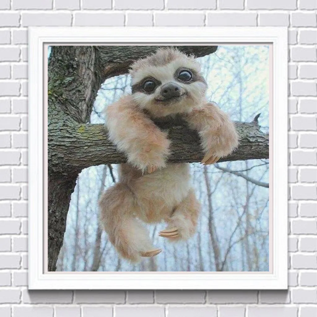 DIY 5D полный набор для рисования с круглыми камнями и полотном живопись животных