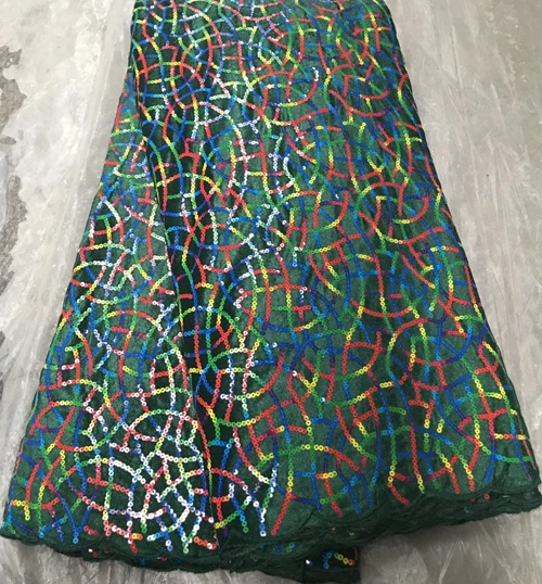 

Embroidery Sequins Lace Fabric Velvet Lace Fabrics for Wedding Party African French Lace Nigerian Tulle Lace Fabric CSH041 GREEN