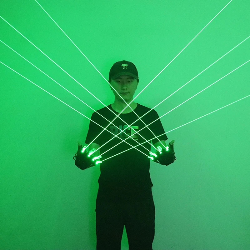 Green Laser Gloves Laser Beam Flash Finger,Nightclub Bar Party Dance Singer Props DJ Mechanical Gloves LED Light
