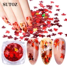 1 коробка кленовые листья дизайн ногтей голографические блестки наклейки "хамелеон" для ногтей осенний дизайн Декор
