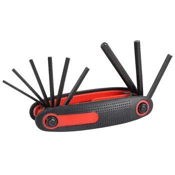

9Pcs Portable Folding Hex Wrench Set Metric System Inner Hexagon Spanner Wrench Screw Repair Cycling Tools Suit