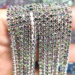 Vibrant 30 - Color Glass Crystal Rhinestone Chain for DIY Fashion and Decor (Multicolored)