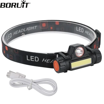 

BORUiT XPE COB LED mini Headlamp Built-in USB Rechargable 18650 Battery Headlight with Magnet Torch Camping Night Fishing Light