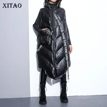 

XITAO Women Black Sleeveless Pocket Loose Vest 2019 New Mandarin Collar Sleeveless Casual Vest Female Solid Color Coat ZLL2158