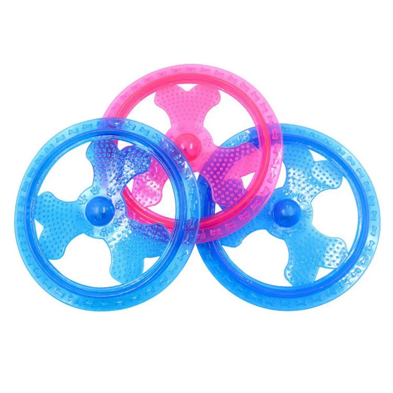 Dog TPR Flying Discs Flashing LED Lights Pet Training Ring Resistant Bite Toy Disk Outdoor Interactive Game Night Playing Toys | Дом и сад