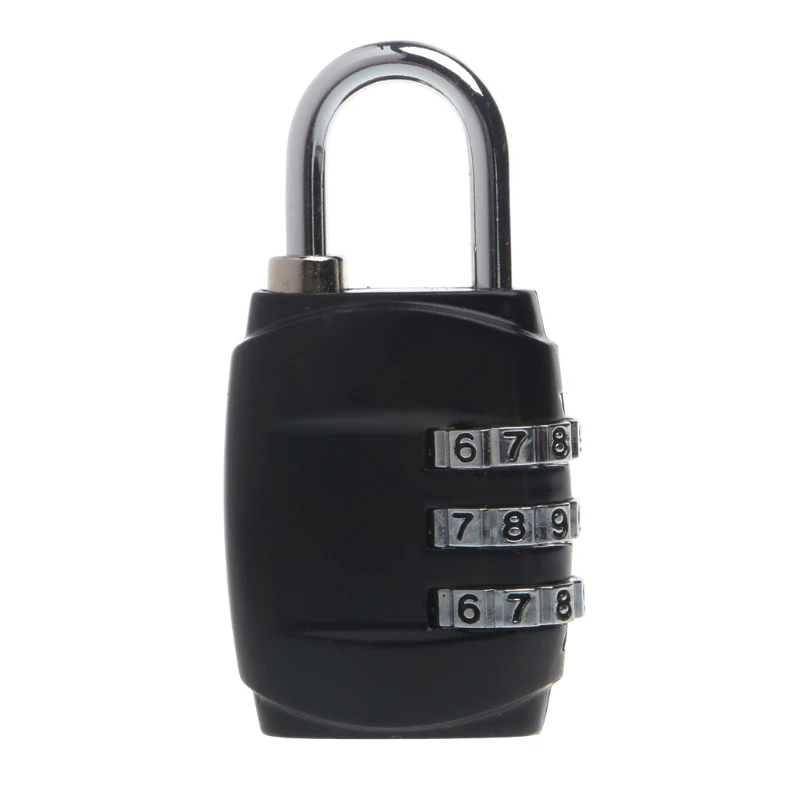 Цинковый сплав безопасности 3 комбинации Дорожный чемодан багаж висячий кодовый замок - Цвет: bk