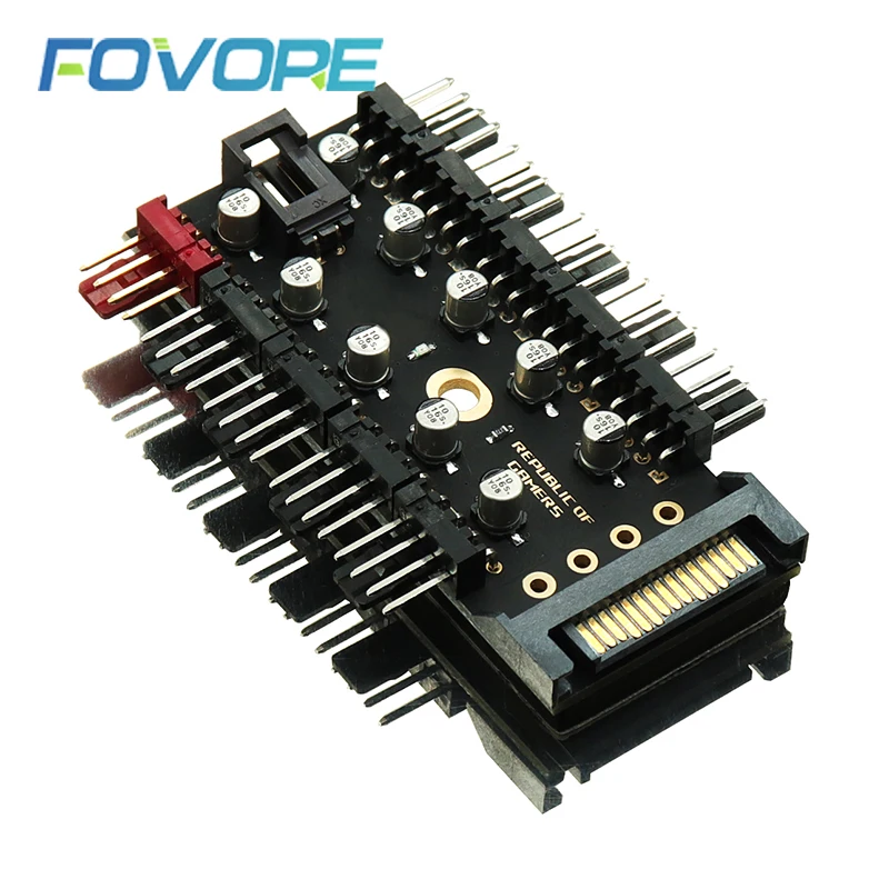 

Newest 1 to 10 PC Cooling Fan Hub Splitter LED Cable PWM SATA 12V Power Supply Speed Controller Adapter For Bitcoin Miner Mining