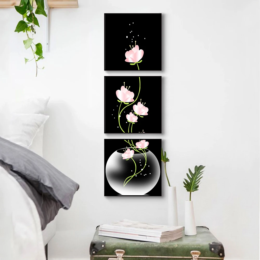 3 Panels flower 5d diy diamond painting diamond embroidery cross stitch full square drill Nordic Wall Pictures for Living Room,