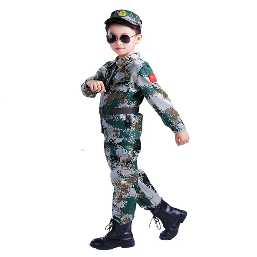 Армейская военная форма для улицы; детские костюмы для солдат; Одежда для мальчиков и девочек; тактическая одежда для сцены; Одежда для Хэллоуина