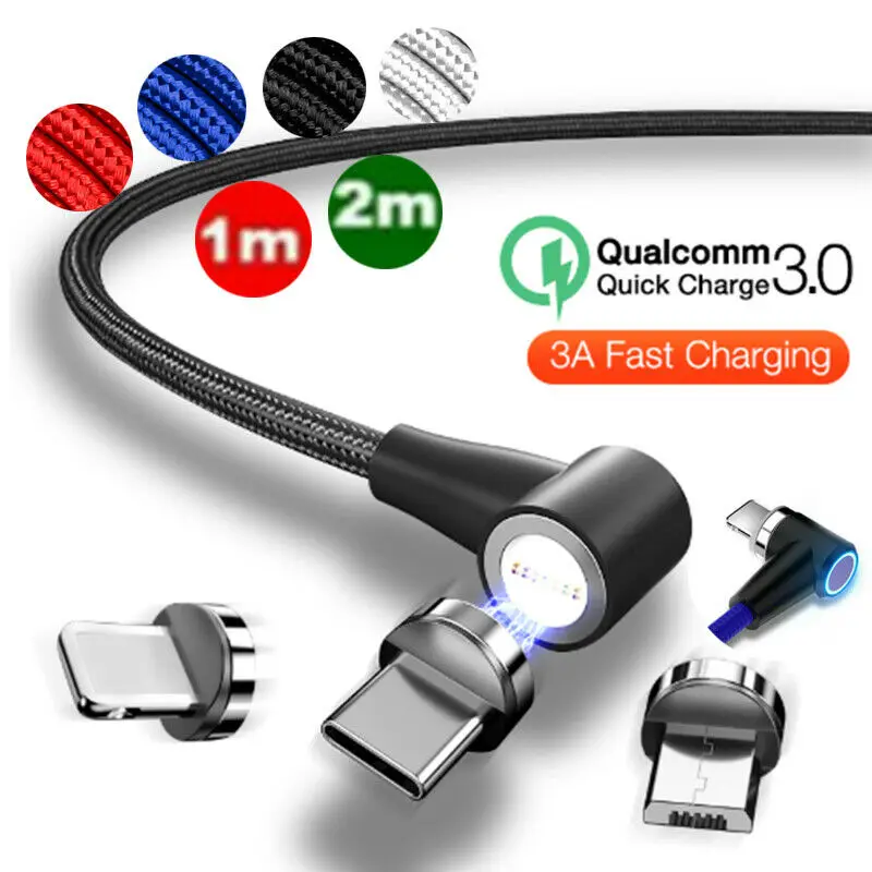 1-2M 3A 360 ° QC3.0 Quick Charge Круглый Магнитный переходник для зарядки IOS/Micro/type-C |