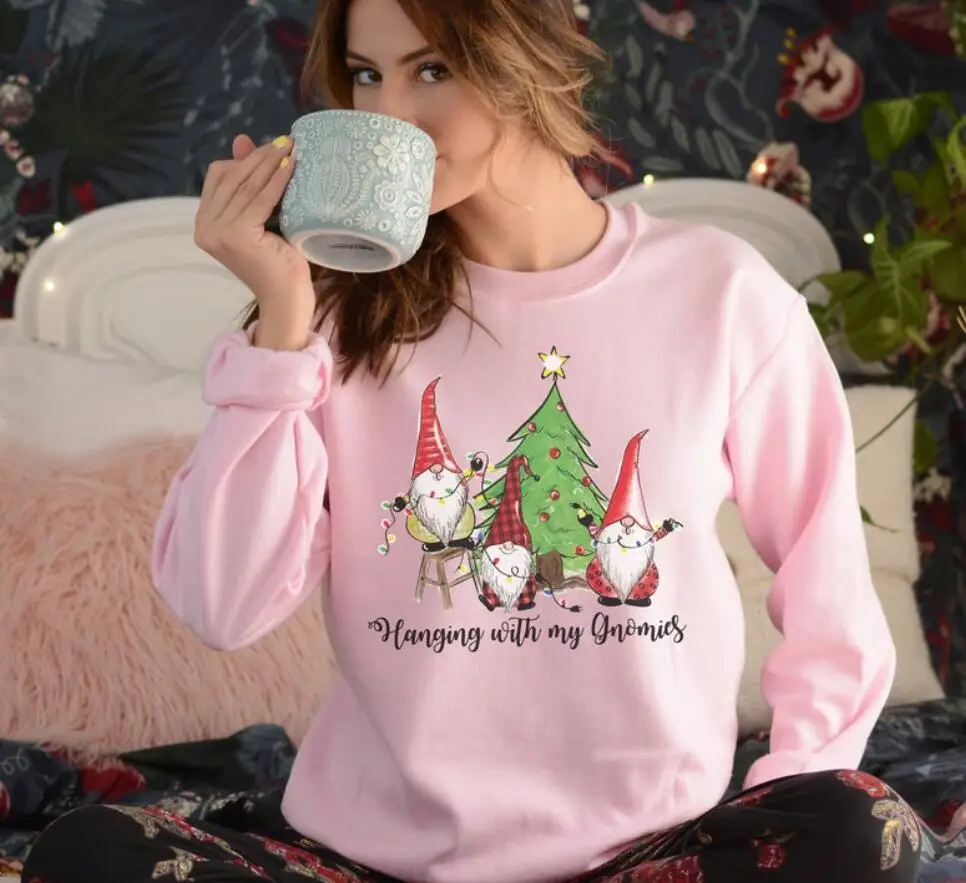Рождественский свитшот с надписью «My Gnomies Sweats»; Рождественская елка с цветным принтом «Gnomies»; рождественские наряды унисекс
