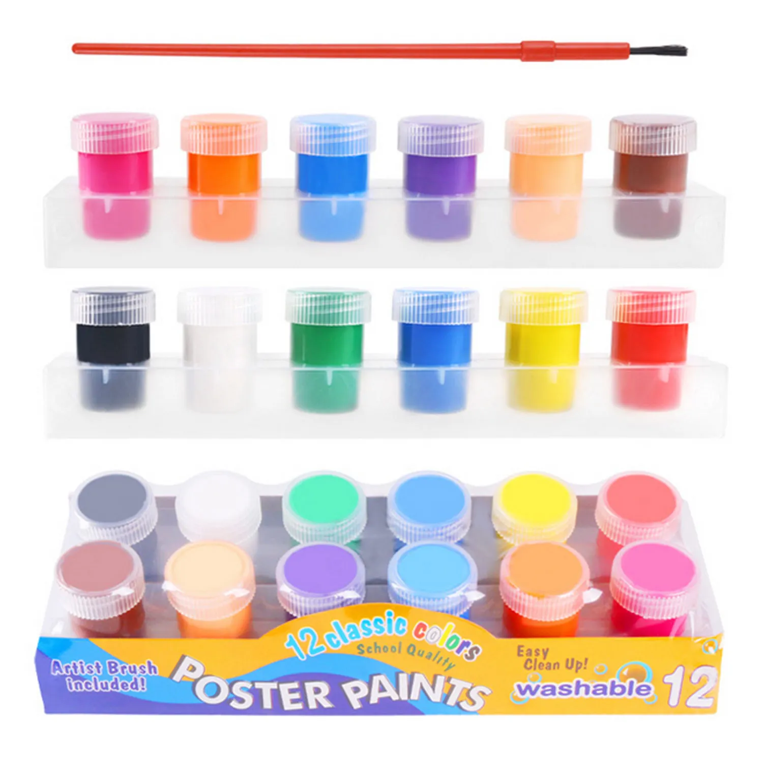 20ml 12 Colors Painting Paints Washable Gouache DIY Finger Painting  Graffiti Pigments with 1 Bursh for Kids Children Home School