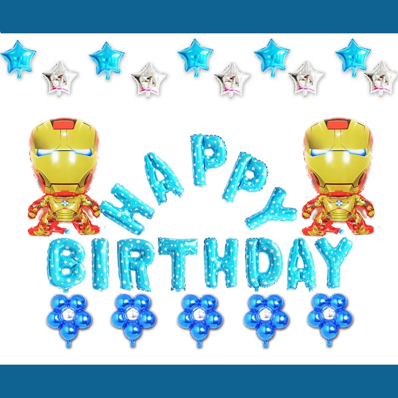 30pc C3 set ironman 30 шт./лот) Капитан Америка Набор воздушных шаров на день рождения синий цвет воздушные шары с буквами Капитан Америка Игрушки для Мстителей вечерние воздушные шары - Цвет: 30pc C3 set ironman