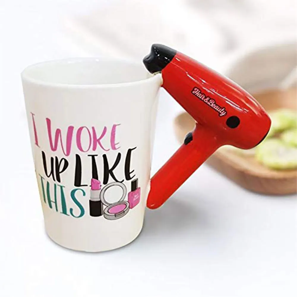Hair Dryer Handle Mug Novelty Ceramic Coffee Mug air Salon Bathroom
Decor Beauty Vanity Tea Cup Hairdresser Gift Salon Souvenir
