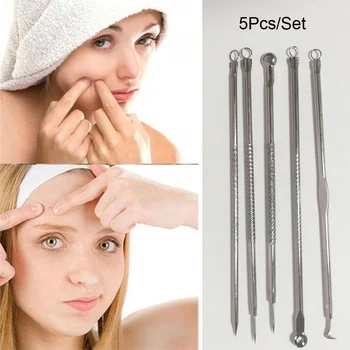 

5pcs/set Extrusion of Acne Stick Against Black Dots Tools for Face Removing Black Dot Cleaning Pores Blackhead & Blemish Remover