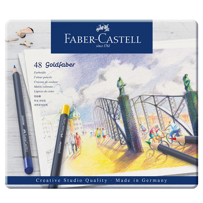 Faber Castell голубая жестяная коробка фотокарандаш 12/24/36/48 разноцветные