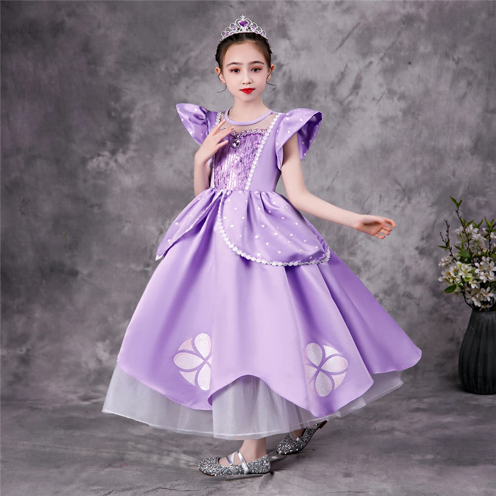 Vestido De Princesa Sofia Com Manga Bufante, Elegante Meninas Para Natal,  Vestido De Baile De Tule Com Lantejoulas, Fantasia De Princesa Para Festa  De Dia Das Bruxas - AliExpress