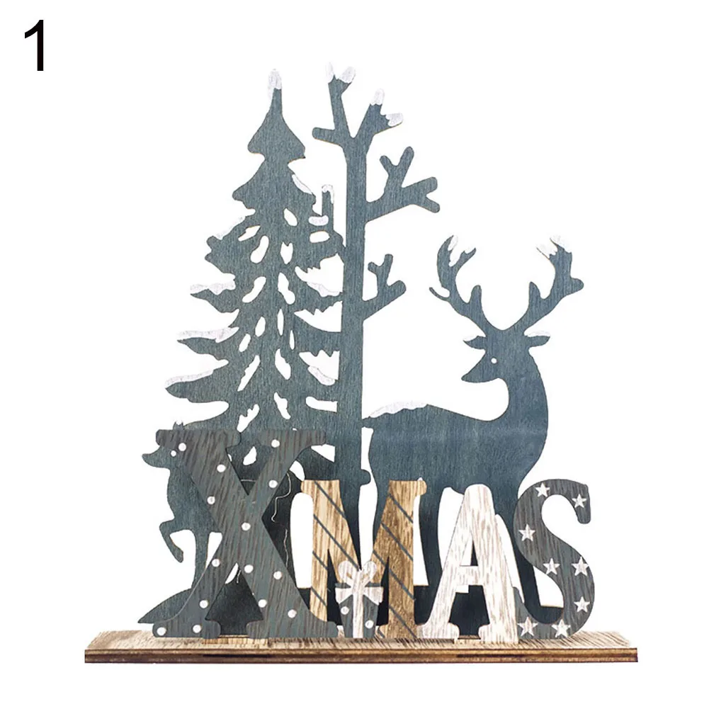 Рождественские деревянные олени лося украшения для рождественской елки для витрин украшения рабочего стола - Цвет: ElK Xmas