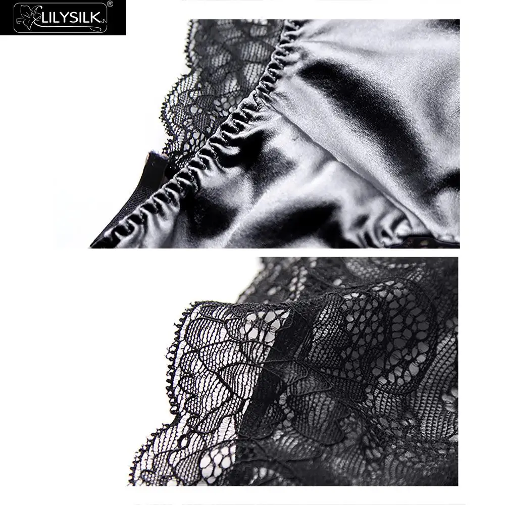 LilySilk 4 шт сексуальные шелковые трусы-бикини с кружевом женское нижнее белье