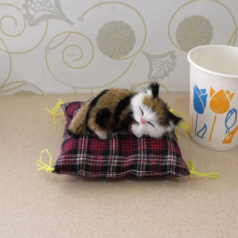 Simulation Mini Cat Cute Cloth Pad Plush Cats Children Birthday Gifts Creative Decoration Home Decor Supplies sleeping cats doll cat toy ornaments cat figurine decoration cat figurines miniature figurines