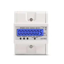 Din Rail 3 фазы 4 провода электронный счетчик Мощность потребление энергии метр ваттметр кВтч 5-80A 380 В переменного тока 50 Гц ЖК-дисплей Подсветка ...