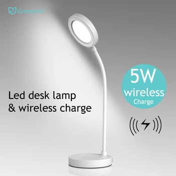 

Greenbird 5W Table Desk Lamp with Wireless Charging for Phone White Light Desktop Luminaria Bendable Arm for Working/Bedroom