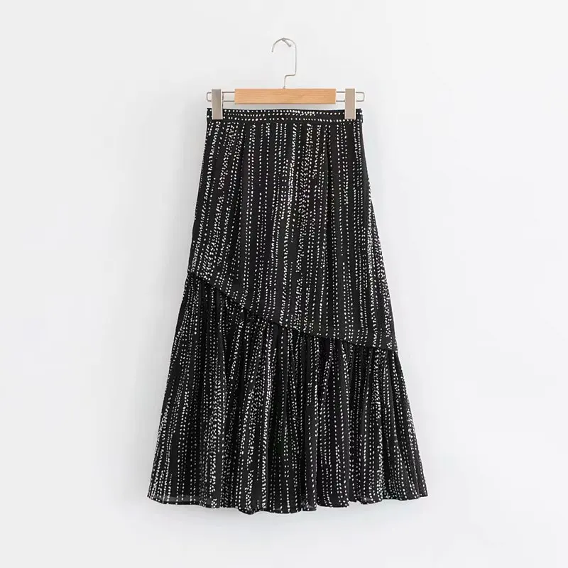 

Polka Dot Irregular Chiffon Fishtail Skirt Female Spring 2019 New Style Students High-waisted Mid-length A- line Skirt