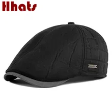 Мужская теплая зимняя шапка-берет с ушками, винтажная утолщенная шапка-ушанка для вождения, Мужская Ретро Кепка в стиле Newsboy, Кепка с козырьком