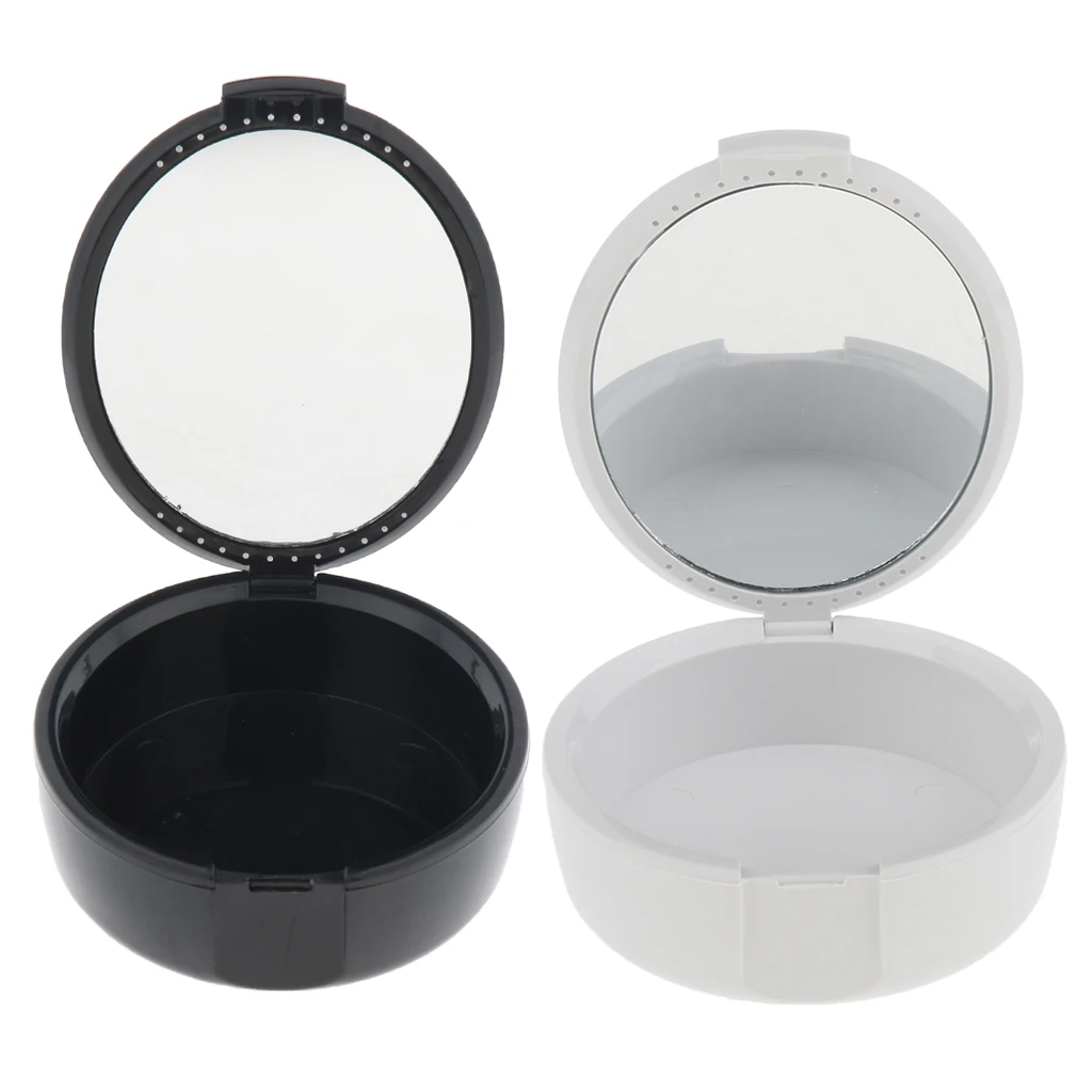2 Denture Storage Box With Mirror  Mouth Guard Container Retainer