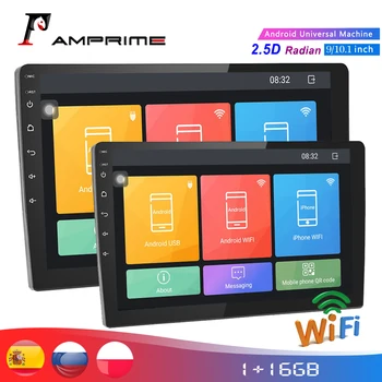 

AMPrime Android 10.1" 2din Car Multimedia Player GPS Wifi Touch Screen Car Radio Audio Stereo BT USB FM With Rear View Camera