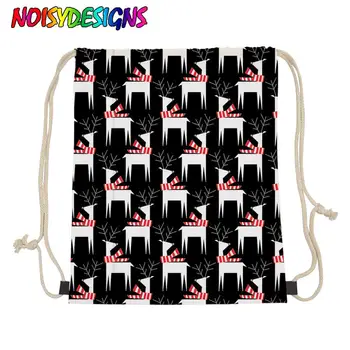 

NOISYDESIGNS Dashing Deer Print Drawstring Bag Men Christmas String Backpack Travel School Drawstring Bags Bolsos Mujer Custom
