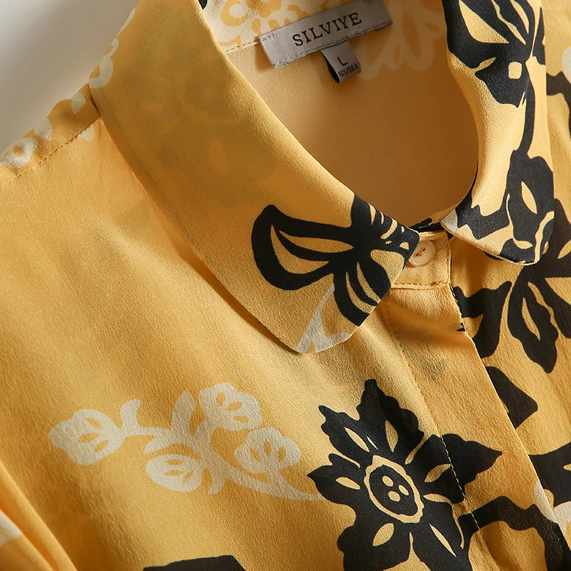 SuyaDream Silk Floral Blouse Women 100% Silk Crepe