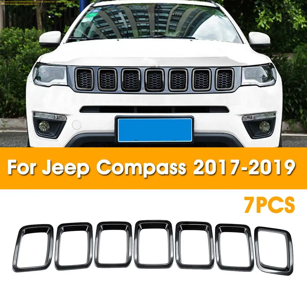 Autoleader для Jeep- 7 шт. Автомобильная Передняя средняя сетка решетка облицовки радиатора ABS Авто декоративная решетка наклейки автомобильные наборы для модификации