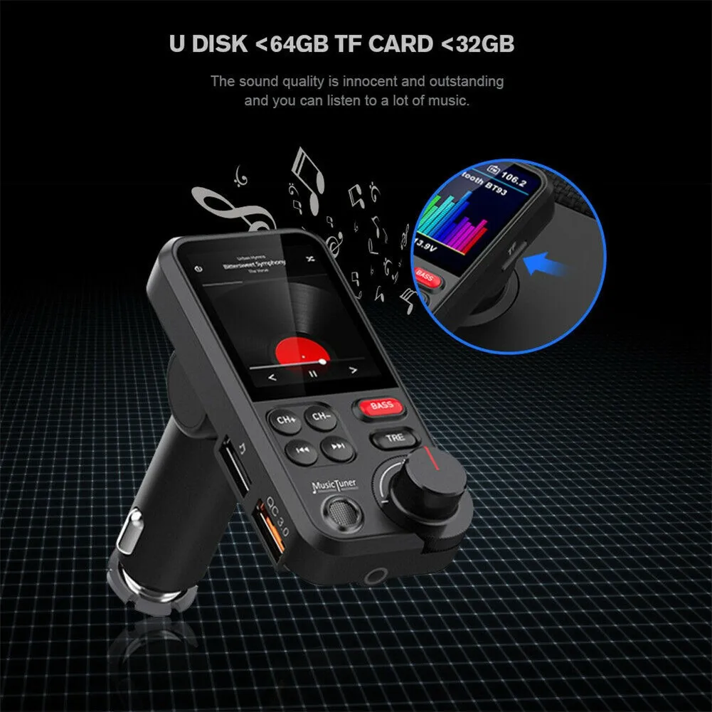 

BT93 Car Wireless Radio FM Transmitter MP3 Player Audio Charging Handsfree Adjustable BASS High/Low MP3 Equalizer