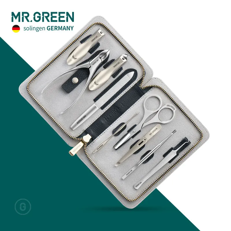 Высококачественный набор для ухода за ногтями MR.GREEN из нержавеющей стали 9 в 1