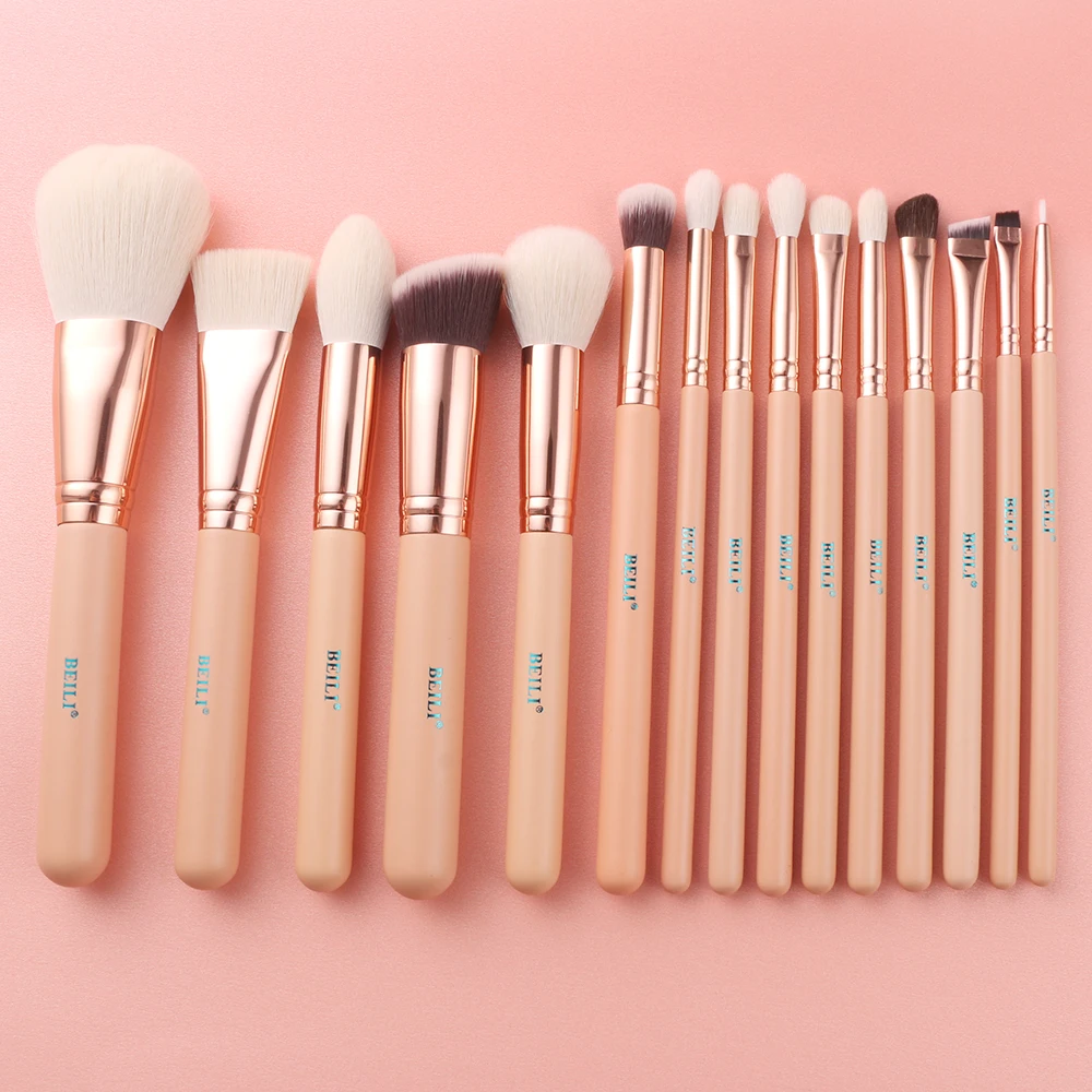 22公式店舗 Beili メイクブラシ 3本 ピンクの可愛いメイクブラシ ビーガンブラシ ファンデーションブラシ 化粧筆 フェイスパウダーブラシ アイシャドウブラシ コンシーラーブラシ 超柔らかい 化粧ブラシセット ローズゴールド メイクブラシセット メイクアップ