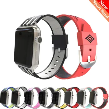 

Soft Silicone strap 44 40MM For Apple Watch 4 5 Sports Replacement bracelet for iWatch 3 2 1 Watchbands Accessories 38 42MM belt