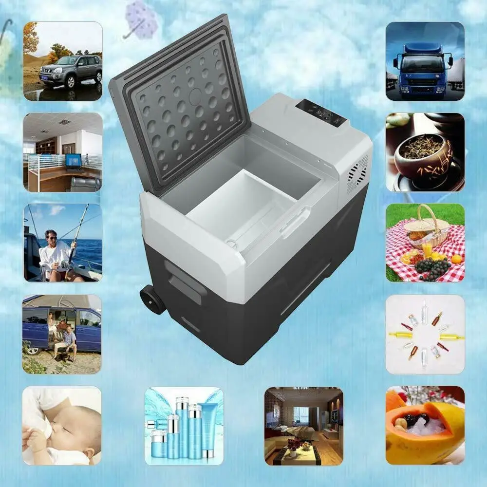 Портативный автомобильный холодильник для путешествий, морозильная камера, холодильник для грузовика, холодильник, машина для кемпинга, фургон с 30/40/50L емкостью, управление через приложение, USB выход