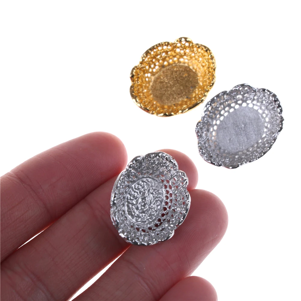 

1pc 1/12 Dollhouse Mini Cake Stand Miniature Kitchen Fruit Dish Silver/Golden Dollhouse Accessories For Children Kid Kitchen Toy