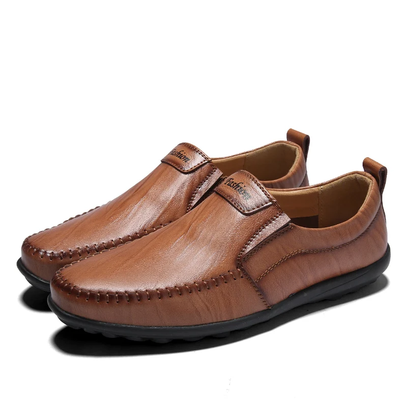 Bomlight/обувь для вождения из мягкой кожи в стиле ретро; мужские лоферы без застежки; мужские прогулочные оксфорды; брендовая повседневная обувь в итальянском стиле - Цвет: Brown