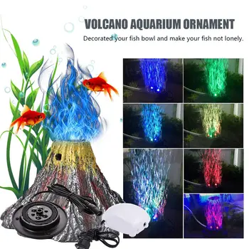 

Volcano Shaped Resin Aquarium Ornament Lamp With Air Pump IP68 Waterproof Underwater LED Spotlight Fish Tank Decorative Light